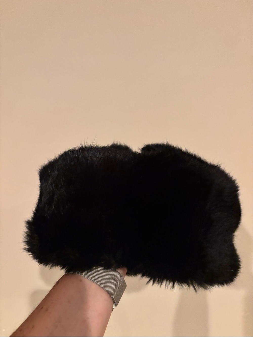 Black Real Fur XL Trapper Hat Ushanka With Flap Ears